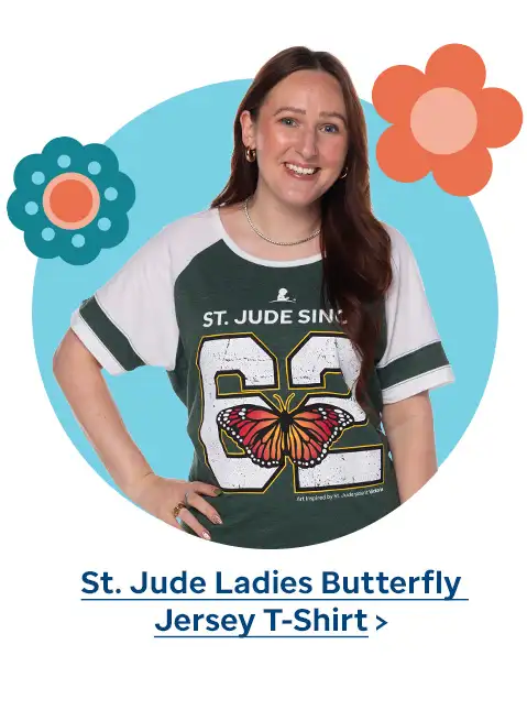 St. Jude Ladies Butterfly Jersey T-Shirt